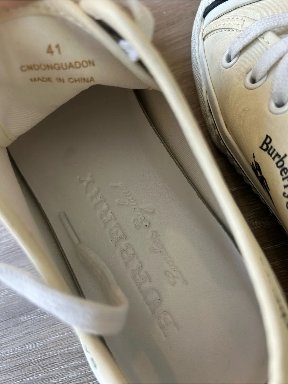 Burberry Ivory Canvas Low-Top Sneakers with Logo